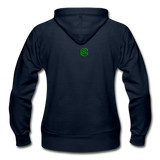 Gildan Heavy Blend Women's Zip Hoodie  WITH GREEN  LOGO - navy