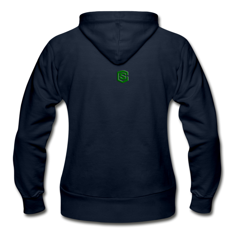 Gildan Heavy Blend Women's Zip Hoodie  WITH GREEN  LOGO - navy