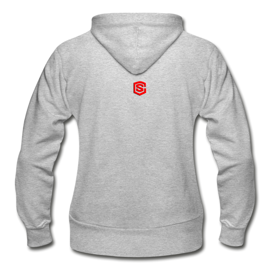 Gildan Heavy Blend Women's Zip Hoodie  WITH RED  LOGO - heather gray
