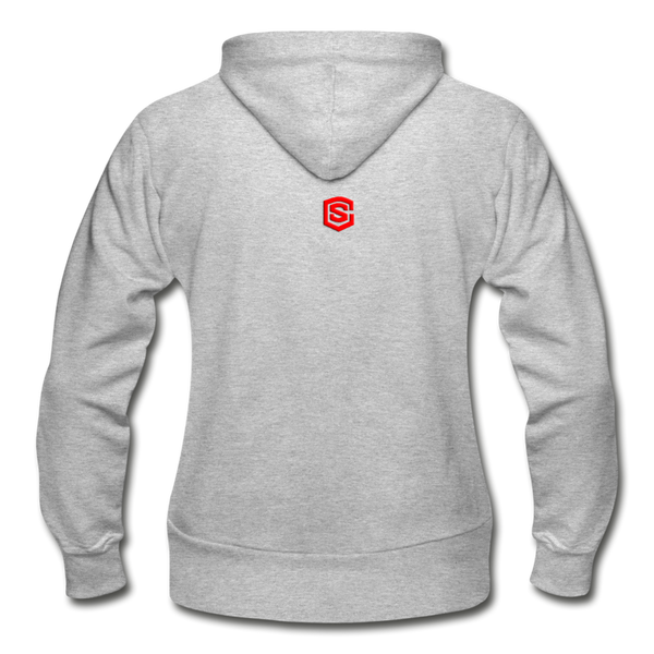 Gildan Heavy Blend Women's Zip Hoodie  WITH RED  LOGO - heather gray