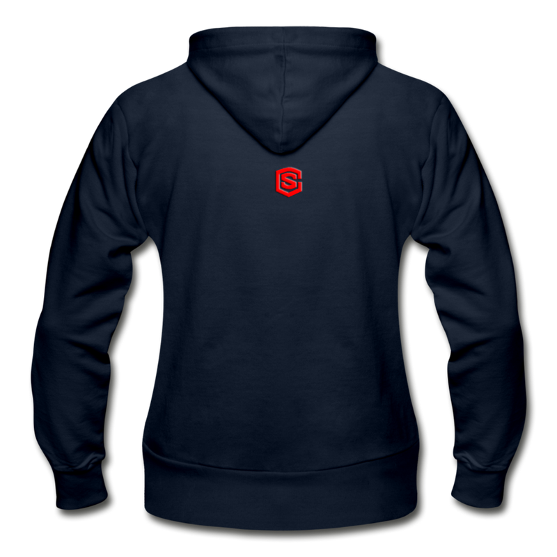 Gildan Heavy Blend Women's Zip Hoodie  WITH RED  LOGO - navy