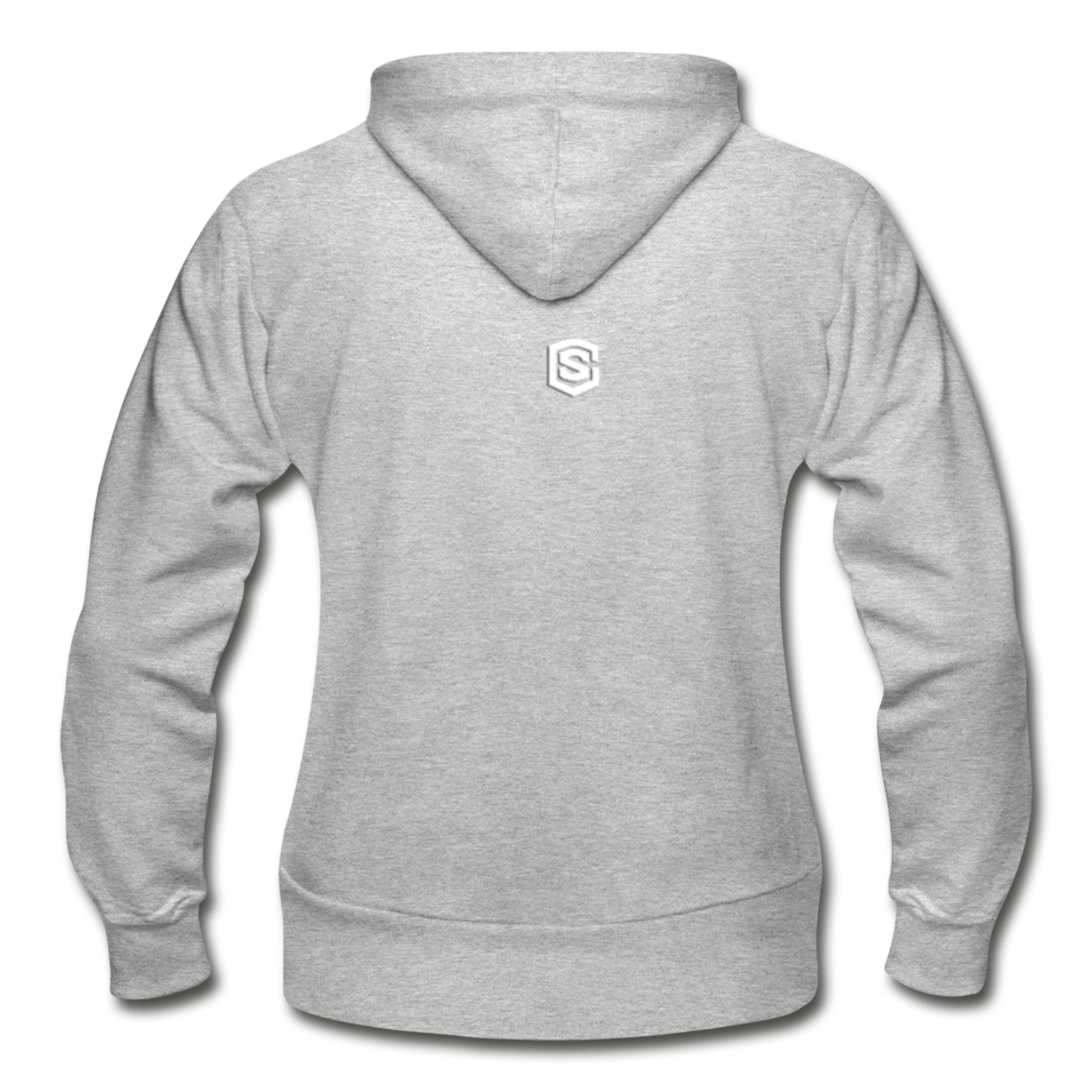 Gildan Heavy Blend Women's Zip Hoodie  WITH WHITE  LOGO - heather gray