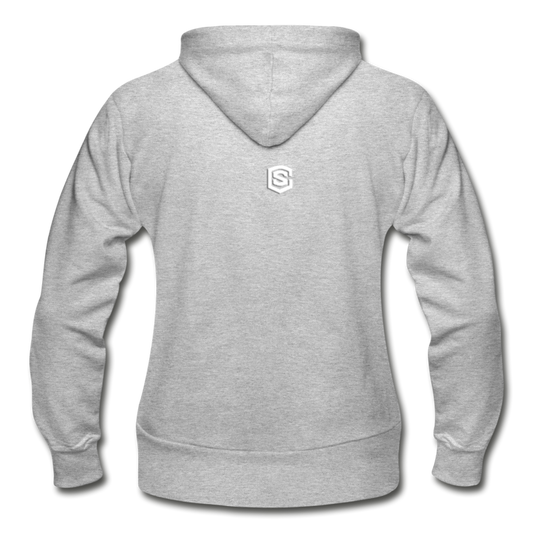 Gildan Heavy Blend Women's Zip Hoodie  WITH WHITE  LOGO - heather gray