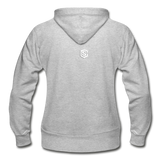 Gildan Heavy Blend Women's Zip Hoodie  WITH WHITE  LOGO - heather gray