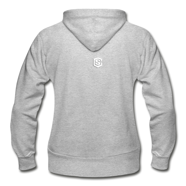 Gildan Heavy Blend Women's Zip Hoodie  WITH WHITE  LOGO - heather gray