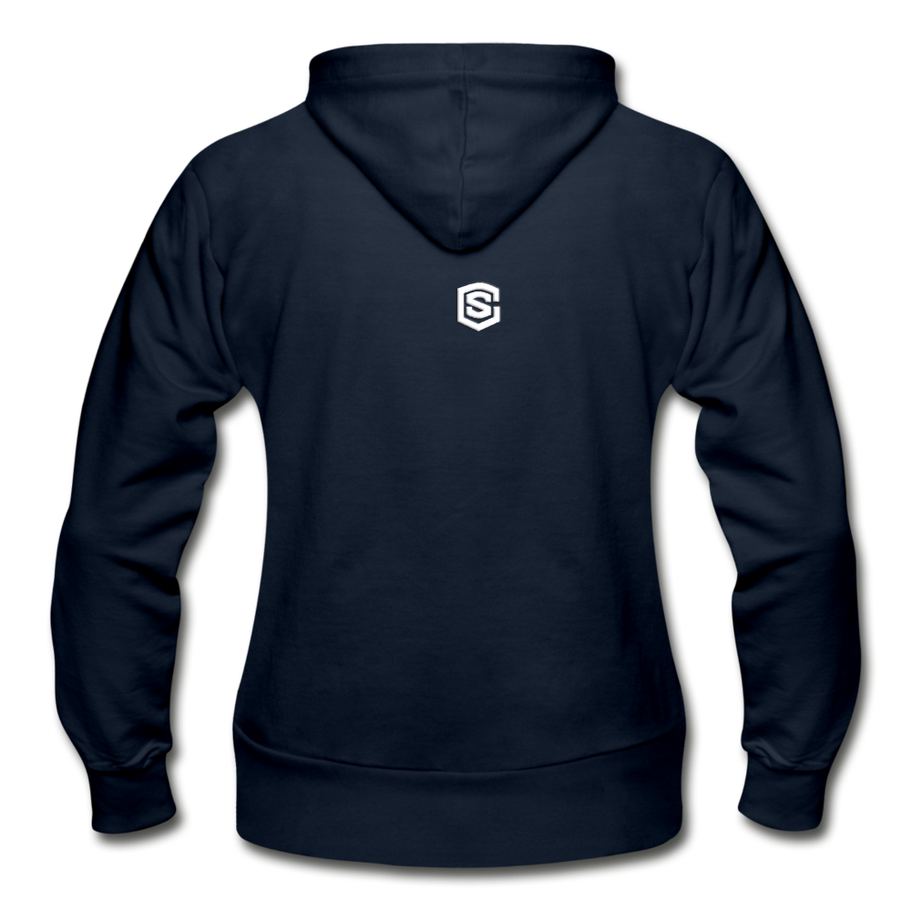 Gildan Heavy Blend Women's Zip Hoodie  WITH WHITE  LOGO - navy