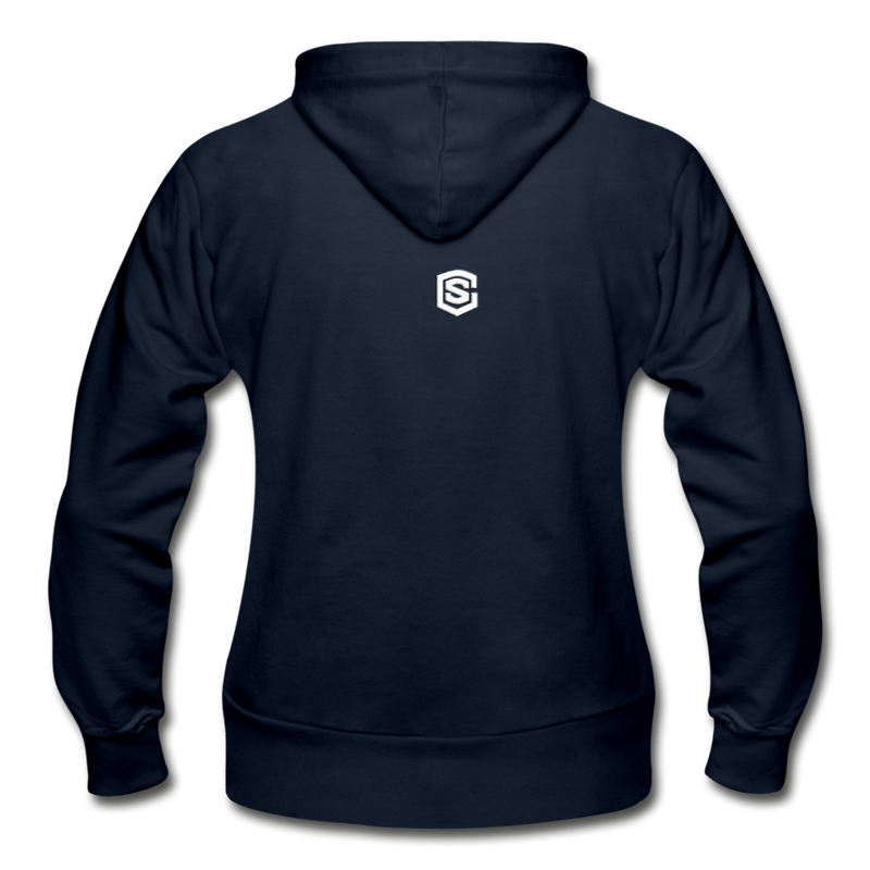 Gildan Heavy Blend Women's Zip Hoodie  WITH WHITE  LOGO - navy