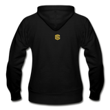 Gildan Heavy Blend Women's Zip Hoodie  WITH  GOLD LOGO - black