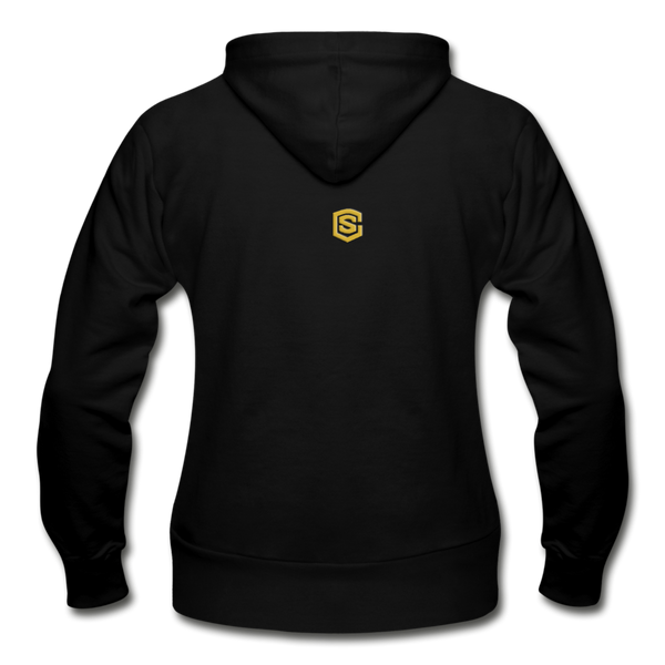 Gildan Heavy Blend Women's Zip Hoodie  WITH  GOLD LOGO - black