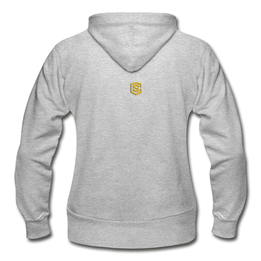 Gildan Heavy Blend Women's Zip Hoodie  WITH  GOLD LOGO - heather gray