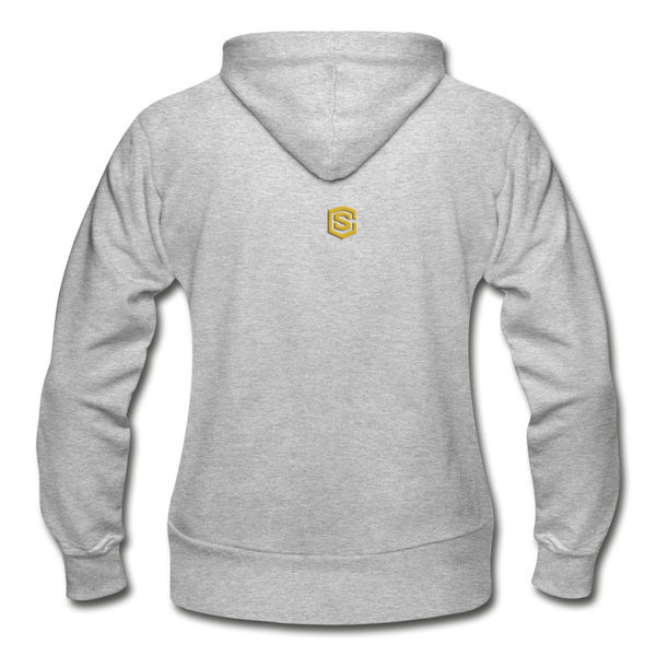 Gildan Heavy Blend Women's Zip Hoodie  WITH  GOLD LOGO - heather gray