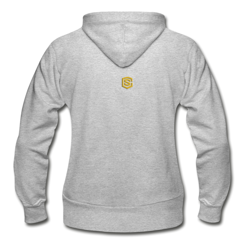 Gildan Heavy Blend Women's Zip Hoodie  WITH  GOLD LOGO - heather gray