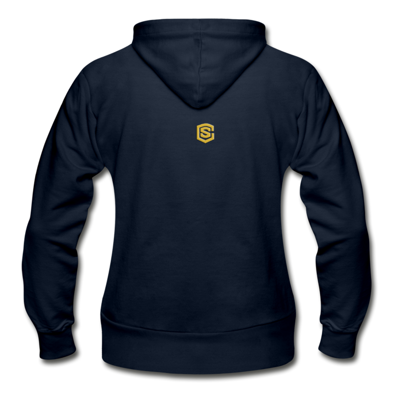 Gildan Heavy Blend Women's Zip Hoodie  WITH  GOLD LOGO - navy