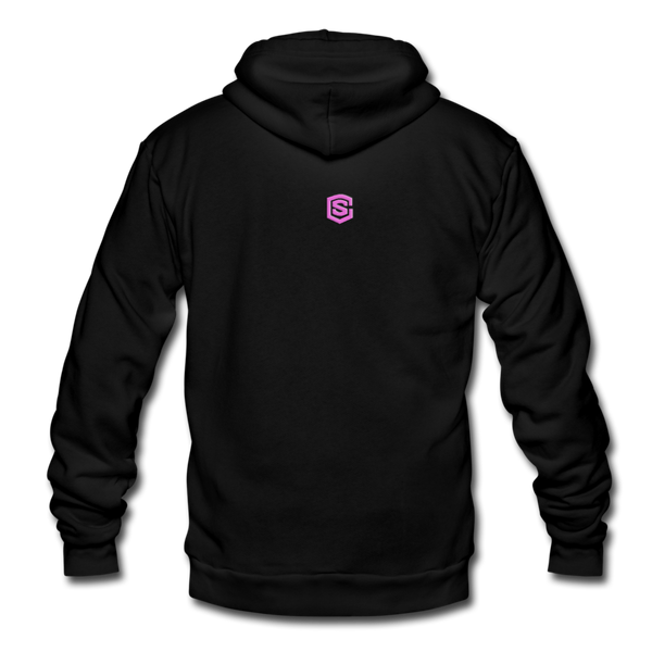 Unisex Fleece Zip Hoodie  WITH PINK  LOGO - black