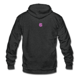 Unisex Fleece Zip Hoodie  WITH PINK  LOGO - charcoal gray