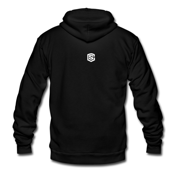 Unisex Fleece Zip Hoodie  WITH  WHITE LOGO - black