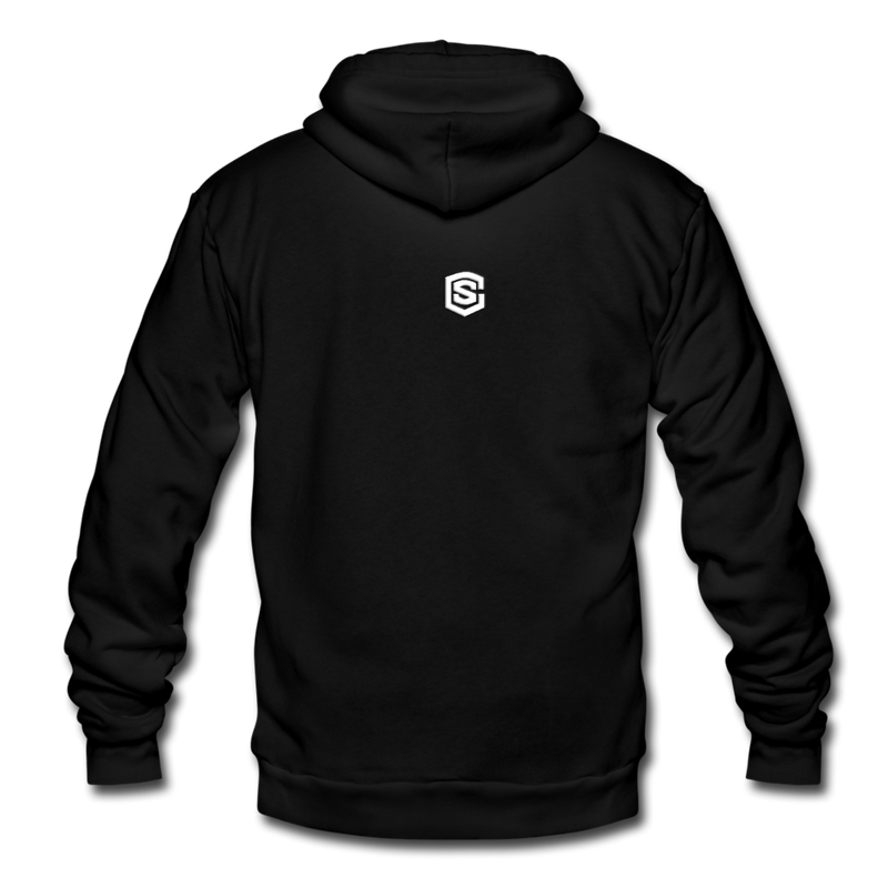 Unisex Fleece Zip Hoodie  WITH  WHITE LOGO - black