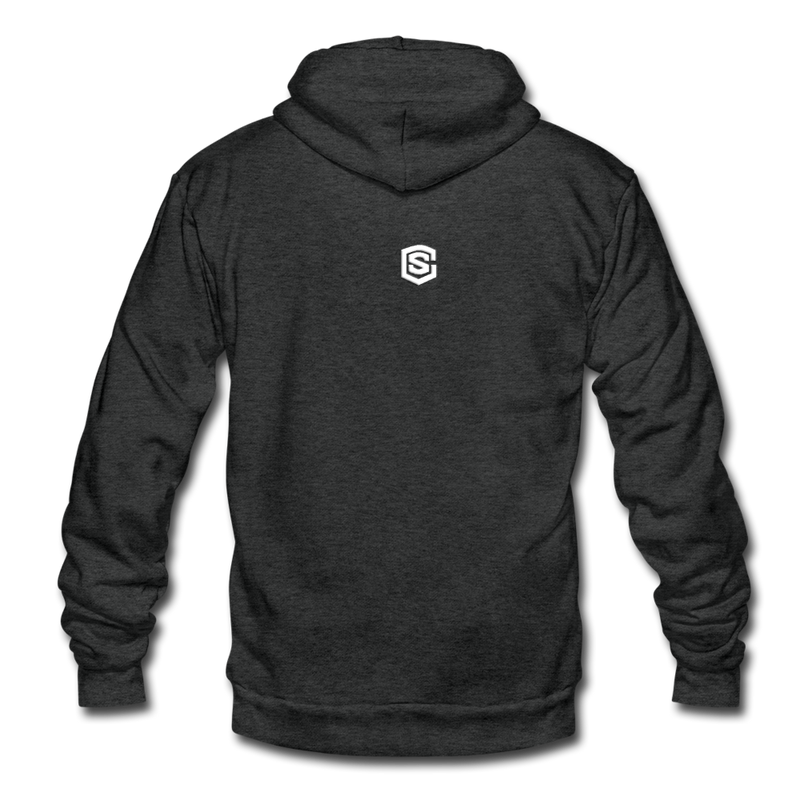 Unisex Fleece Zip Hoodie  WITH  WHITE LOGO - charcoal gray