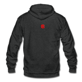 Unisex Fleece Zip Hoodie  WITH RED  LOGO - charcoal gray