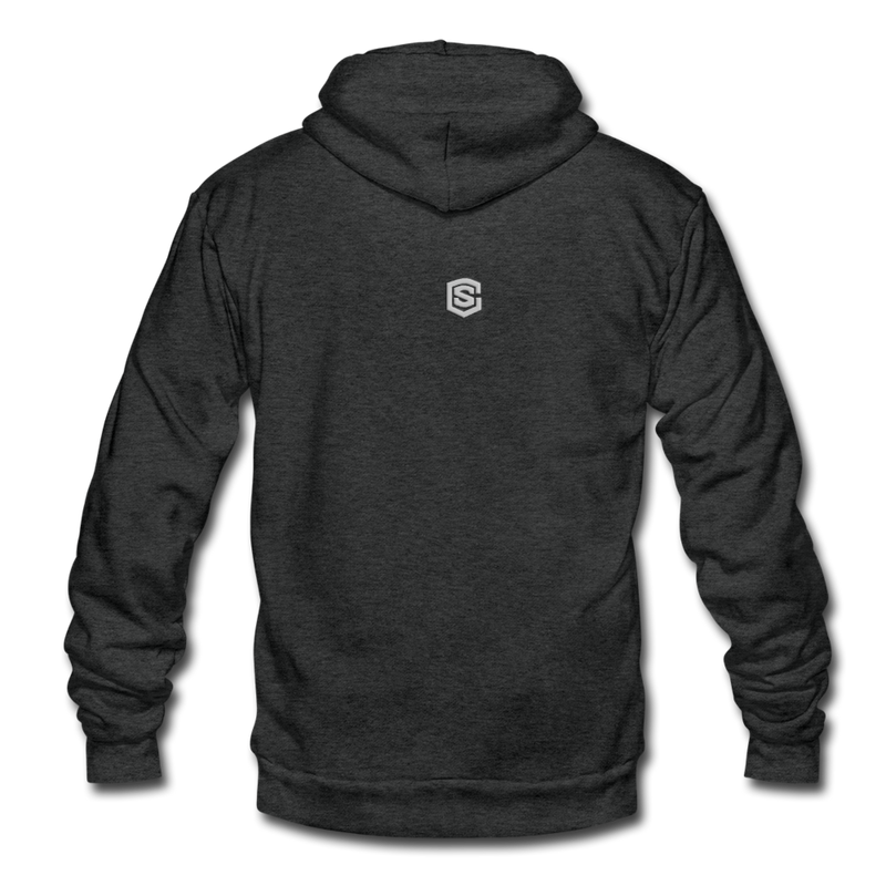 Unisex Fleece Zip Hoodie  WITH SILIVER  LOGO - charcoal gray