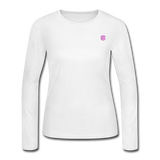 Women's Long Sleeve Jersey T-Shirt  WITH  PINK  LOGO - white