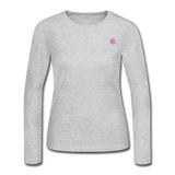 Women's Long Sleeve Jersey T-Shirt  WITH  PINK  LOGO - gray