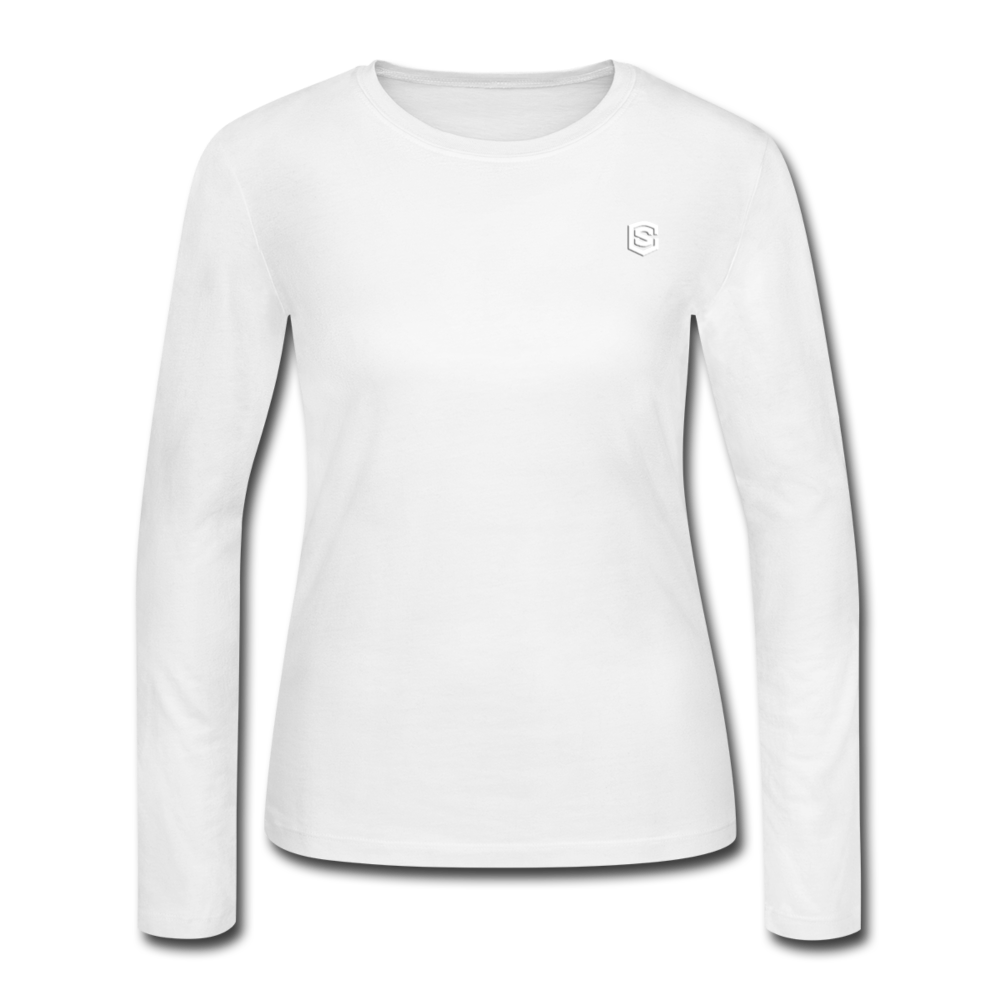 Women's Long Sleeve Jersey T-Shirt  WITH WHITE  LOGO - white