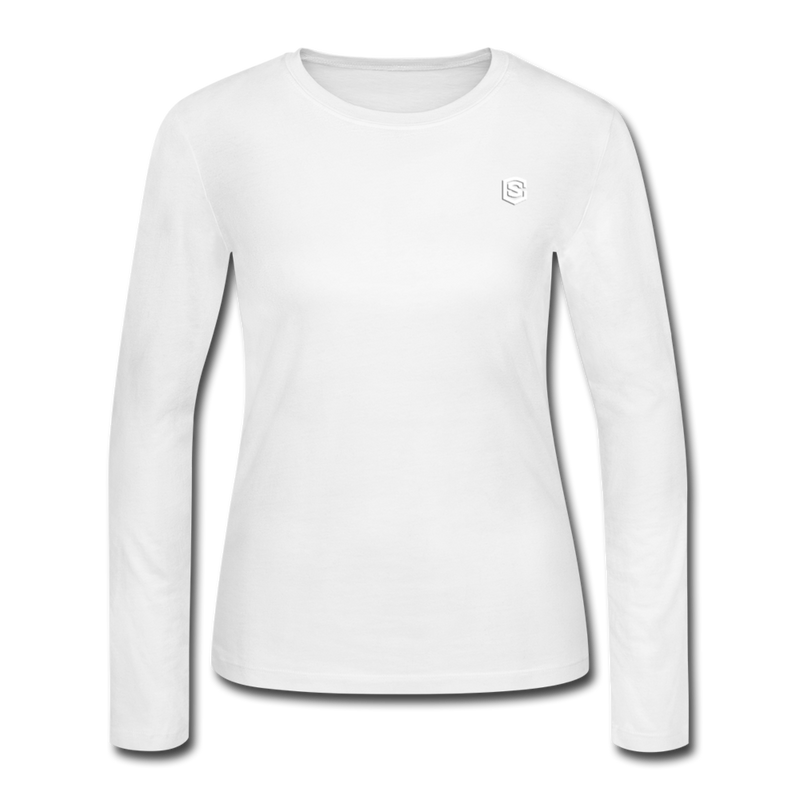 Women's Long Sleeve Jersey T-Shirt  WITH WHITE  LOGO - white