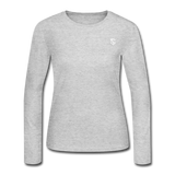 Women's Long Sleeve Jersey T-Shirt  WITH WHITE  LOGO - gray