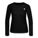 Women's Long Sleeve Jersey T-Shirt  WITH WHITE  LOGO - black