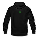 Unisex Fleece Zip Hoodie  WITH  GREEN LOGO - black