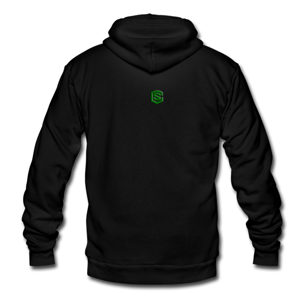 Unisex Fleece Zip Hoodie  WITH  GREEN LOGO - black