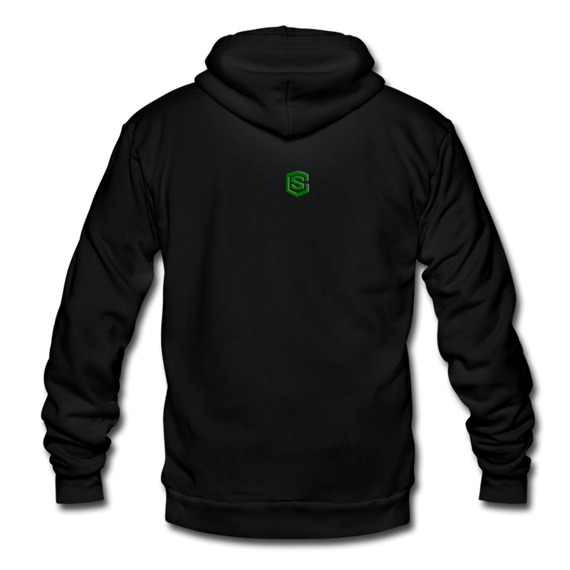 Unisex Fleece Zip Hoodie  WITH  GREEN LOGO - black