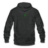 Unisex Fleece Zip Hoodie  WITH  GREEN LOGO - charcoal gray