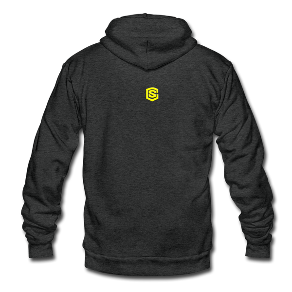 Unisex Fleece Zip Hoodie  WITH YELLOW  LOGO - charcoal gray