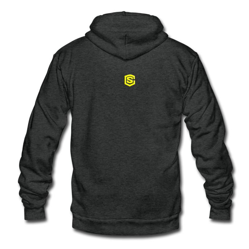 Unisex Fleece Zip Hoodie  WITH YELLOW  LOGO - charcoal gray