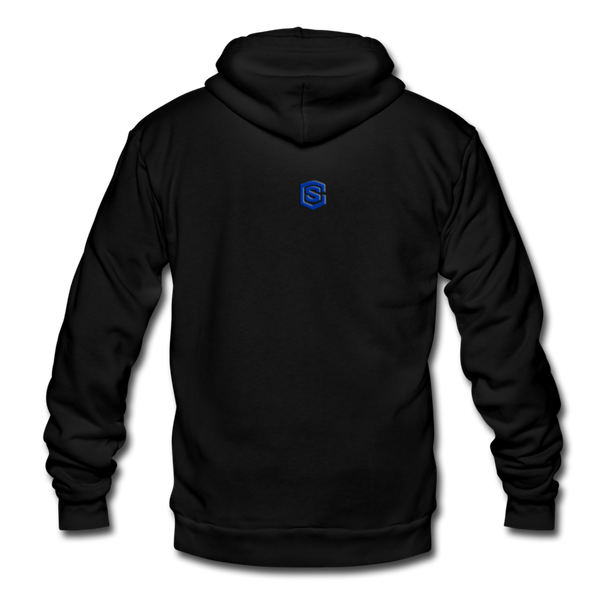 Unisex Fleece Zip Hoodie  WITH  BLUE LOGO - black