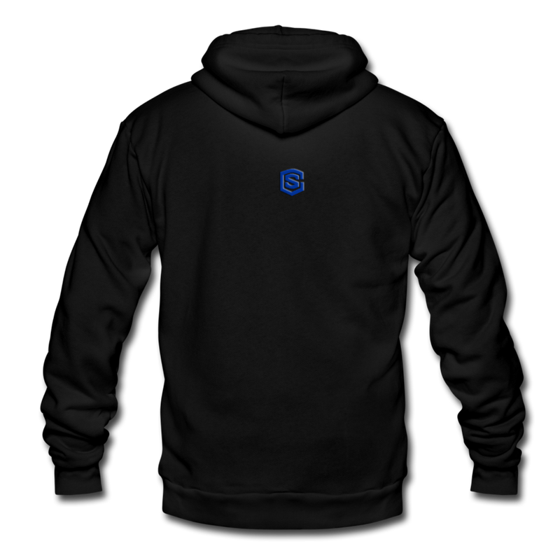 Unisex Fleece Zip Hoodie  WITH  BLUE LOGO - black