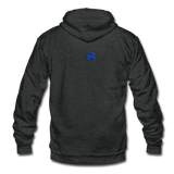 Unisex Fleece Zip Hoodie  WITH  BLUE LOGO - charcoal gray