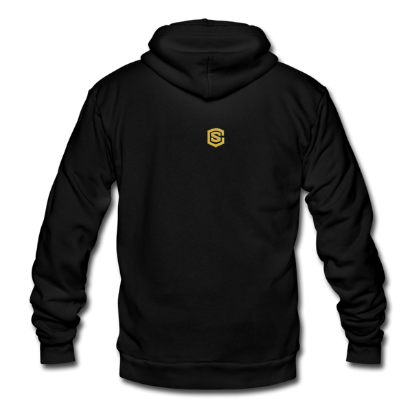 Unisex Fleece Zip Hoodie  WITH GOLD  LOGO - black