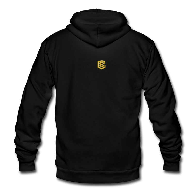 Unisex Fleece Zip Hoodie  WITH GOLD  LOGO - black