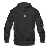 Unisex Fleece Zip Hoodie  WITH GOLD  LOGO - charcoal gray