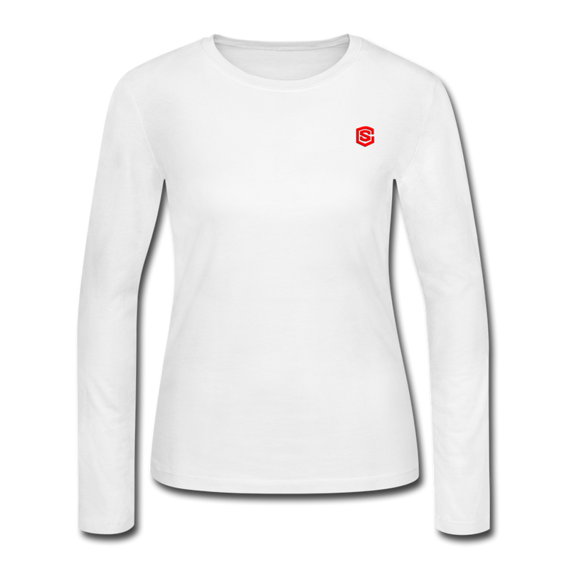 Women's Long Sleeve Jersey T-Shirt  WITH RED  LOGO - white