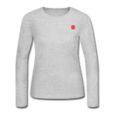 Women's Long Sleeve Jersey T-Shirt  WITH RED  LOGO - gray