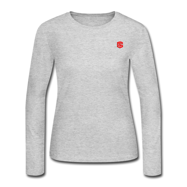 Women's Long Sleeve Jersey T-Shirt  WITH RED  LOGO - gray