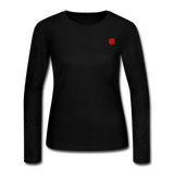 Women's Long Sleeve Jersey T-Shirt  WITH RED  LOGO - black