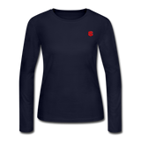 Women's Long Sleeve Jersey T-Shirt  WITH RED  LOGO - navy