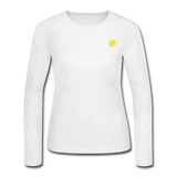 Women's Long Sleeve Jersey T-Shirt  WITH  YELLOW  LOGO - white