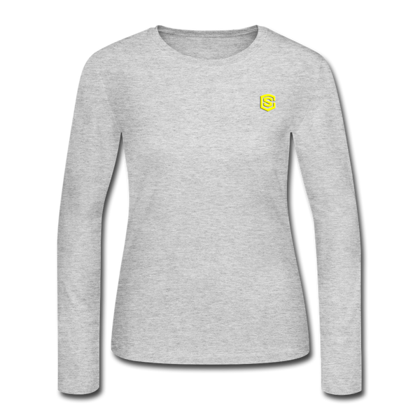 Women's Long Sleeve Jersey T-Shirt  WITH  YELLOW  LOGO - gray