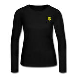 Women's Long Sleeve Jersey T-Shirt  WITH  YELLOW  LOGO - black